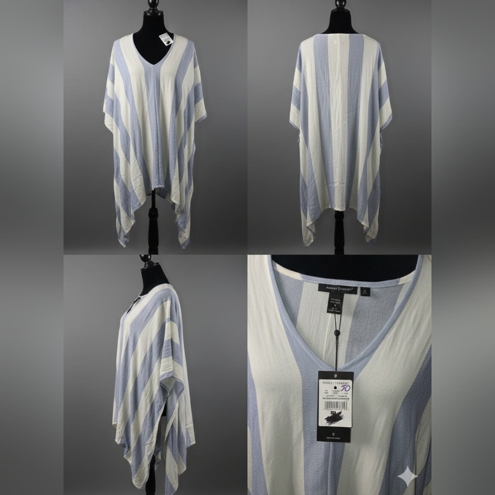 ASHLEY STEWART BOLD STRIPE PONCHO SHIRT